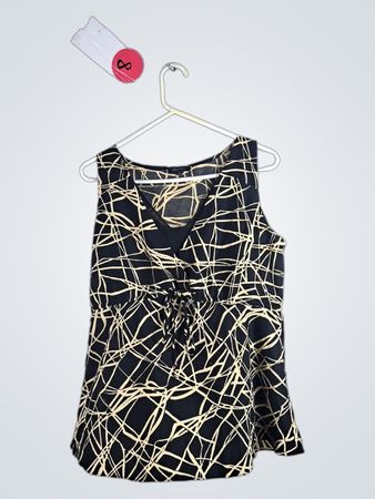 Anne Klein Black and Beige Sleeveless Dress