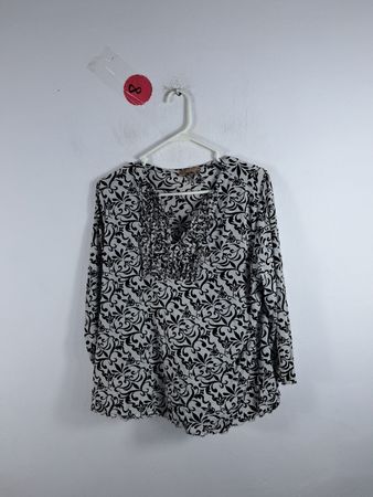 Black and White Floral Blouse