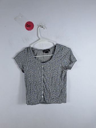 Gray Floral Short Sleeve Shirt