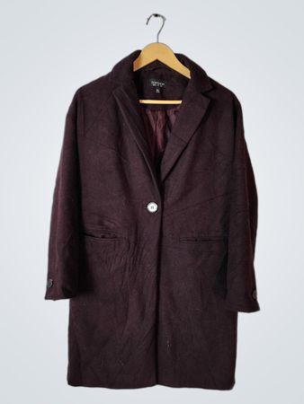 Topshop Burgundy Wool Coat