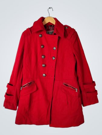 Guess Red Double-Breasted Military Coat