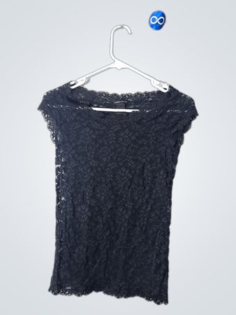 MODA International Black Lace Top