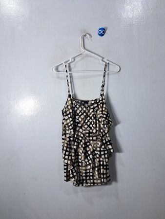 AB Studio Brown and White Checkered Top