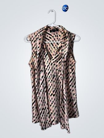 Evan Picone Black Label Geometric Print Sleeveless Blouse