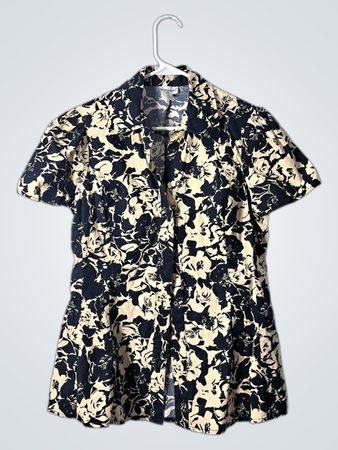 Harvé Benard Floral Print Short Sleeve Blouse