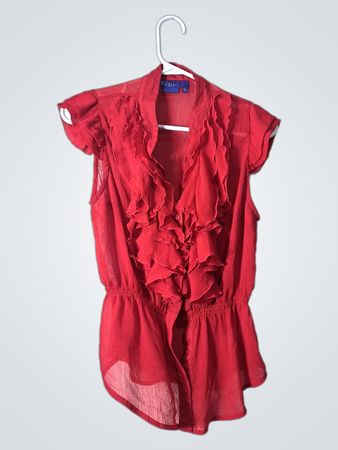 Red Ruffled Blouse