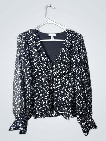 Nine West Leopard Print Sheer Blouse
