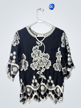 Solitaire Black Embroidered Top