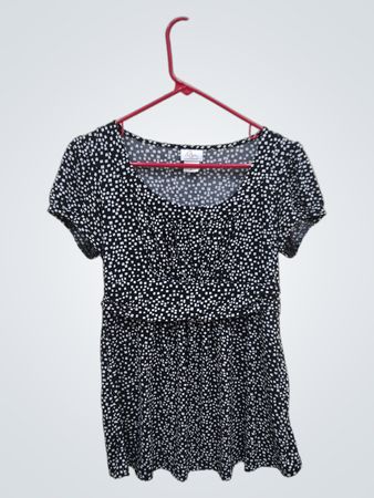 Oh Baby by Motherhood Black White Geometric Print Maternity Top