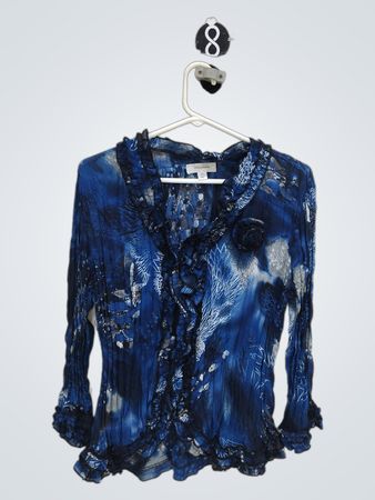 Dressbarn Blue Ruffled Blouse