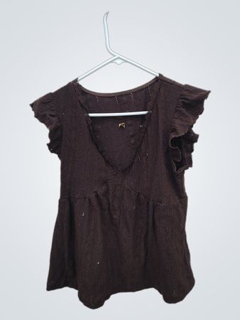 Brown Ruffled Top