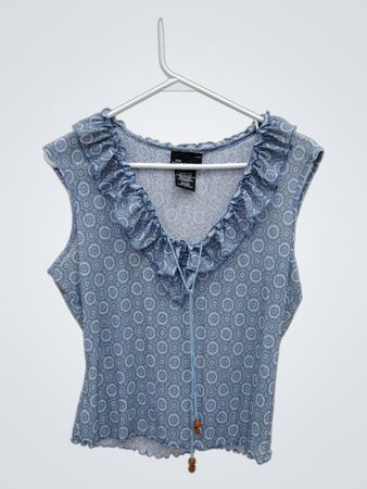No Boundaries Blue Ruffled Top
