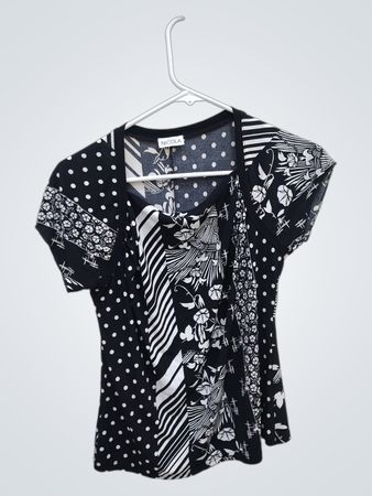 Nicola Black and White Patterned Top