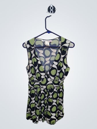 Max Studio Green Black Abstract Print Sleeveless Top