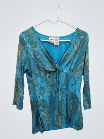 Faded Glory Teal Paisley Blouse