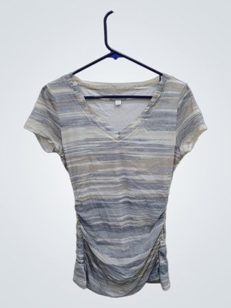 New York & Company Striped V-Neck Top