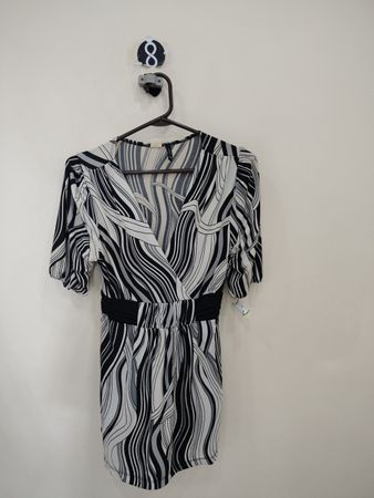 New Directions Black and White Striped Dress