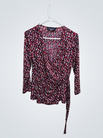 Women's Red and Black Patterned Blouse