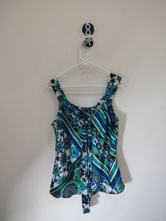 I.N. Studio Blue Green Floral Top