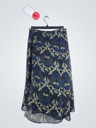 Blue and Gold Floral Skirt