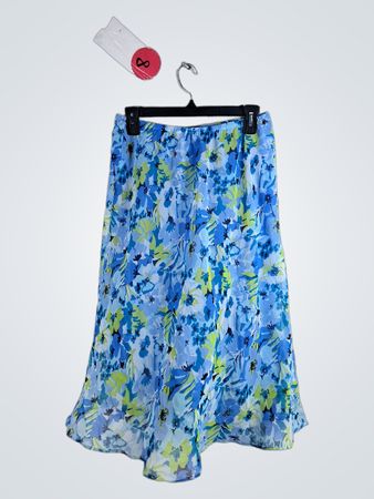 Karin Stevens Blue Floral Print Skirt