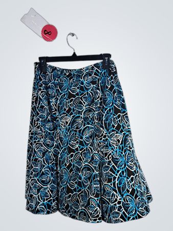 Connected Petite Blue and White Floral Skirt