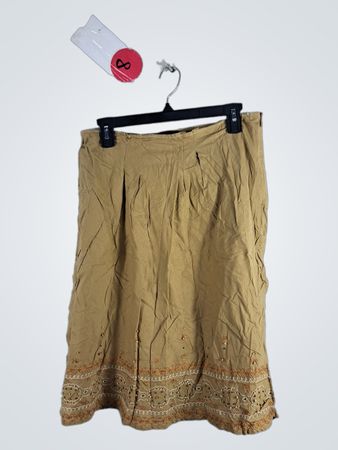 Tan Skirt with Embellished Hem