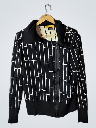 St. John Black and White Striped Sweater