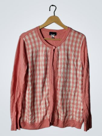 Pink Gingham Cardigan