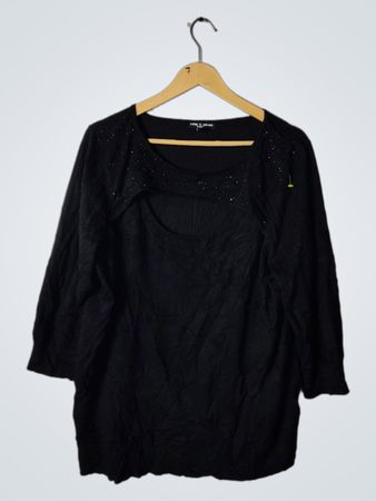Cable & Gauge Woman Black Long-Sleeve Top