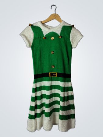 Green and White Striped Dress