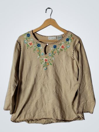 White Stag Floral Embroidered Blouse