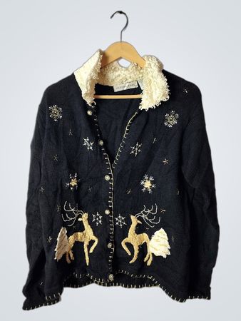 Victoria Jones Black Embroidered Sweater
