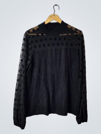 August Silk Black Long Sleeve Top