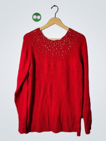 Red Embellished Sweater
