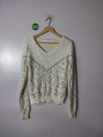 CBRAND Fuzzy White Sweater