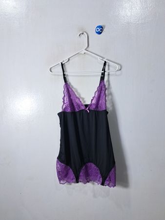 baci Black and Purple Lace Chemise