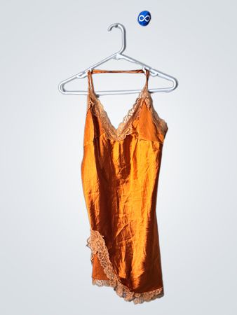 Orange Nightgown with Lace Trim