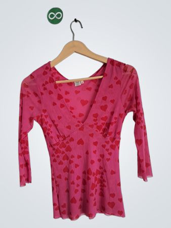 Pink Heart Long Sleeve Top