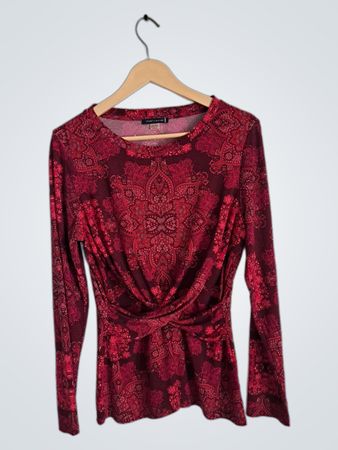 Tommy Hilfiger Maroon Paisley Long Sleeve Top