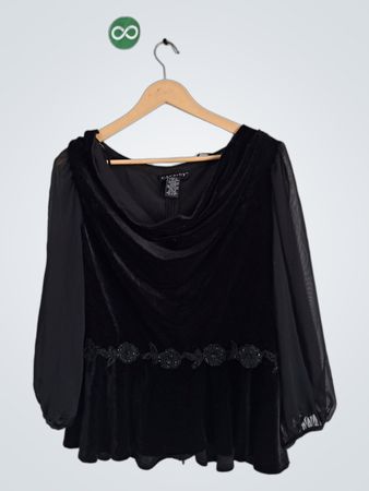Cachet Black Velvet Blouse