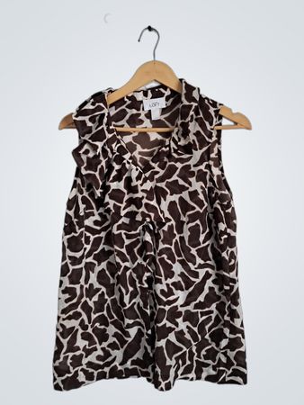 LOFT Brown Giraffe Print Sleeveless Blouse