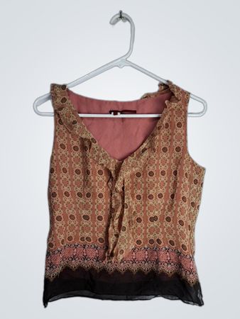 Blouse with Pink Lining and Tan Paisley Pattern