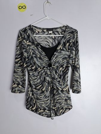 Brittany Black Gray and Black Abstract Top