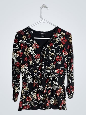 Style & Co. Floral Wrap Blouse