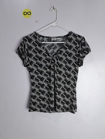 WORTHINGTON Stretch Women's Medium Black and White Polka Dot Blouse
