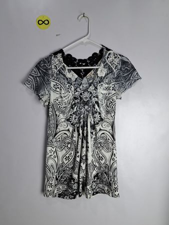 One World Black and White Paisley Dress