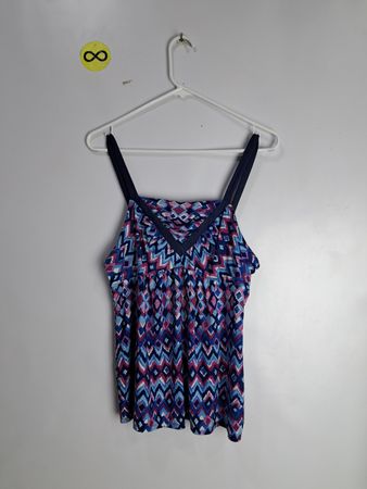 Linea Donatella Blue and Pink Chevron Dress