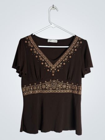 Brown Embellished Top