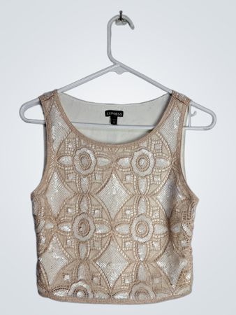 Express Cream Lace Sleeveless Crop Top
